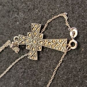 Marcasite and Sterling Cross on Sterling Silver Chain